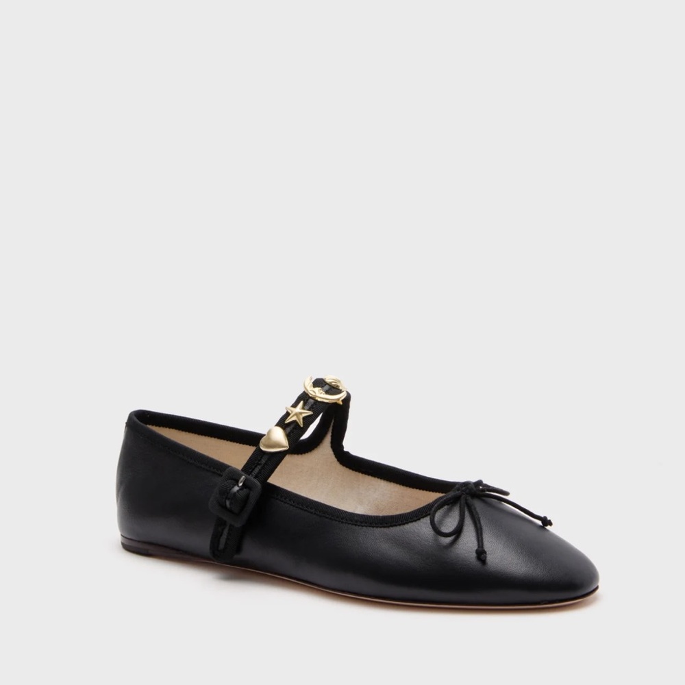 Loeffler Randall Black Flats with Gold Accents